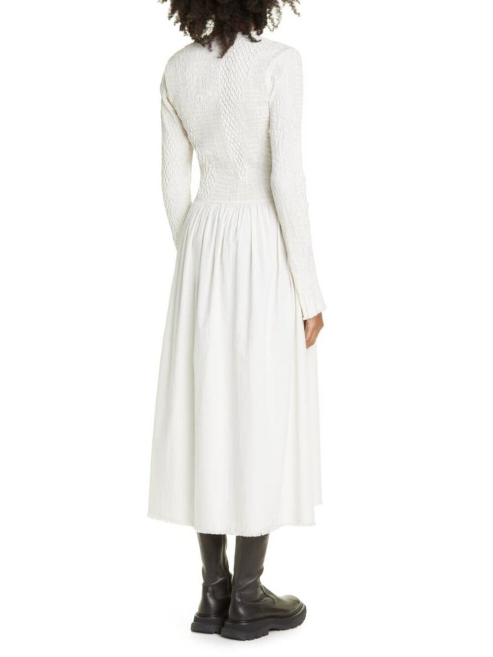 🆕SEA NEW YORK Casey Smocked Long Sleeve Midi Dress White 10 - Picture 3 of 16